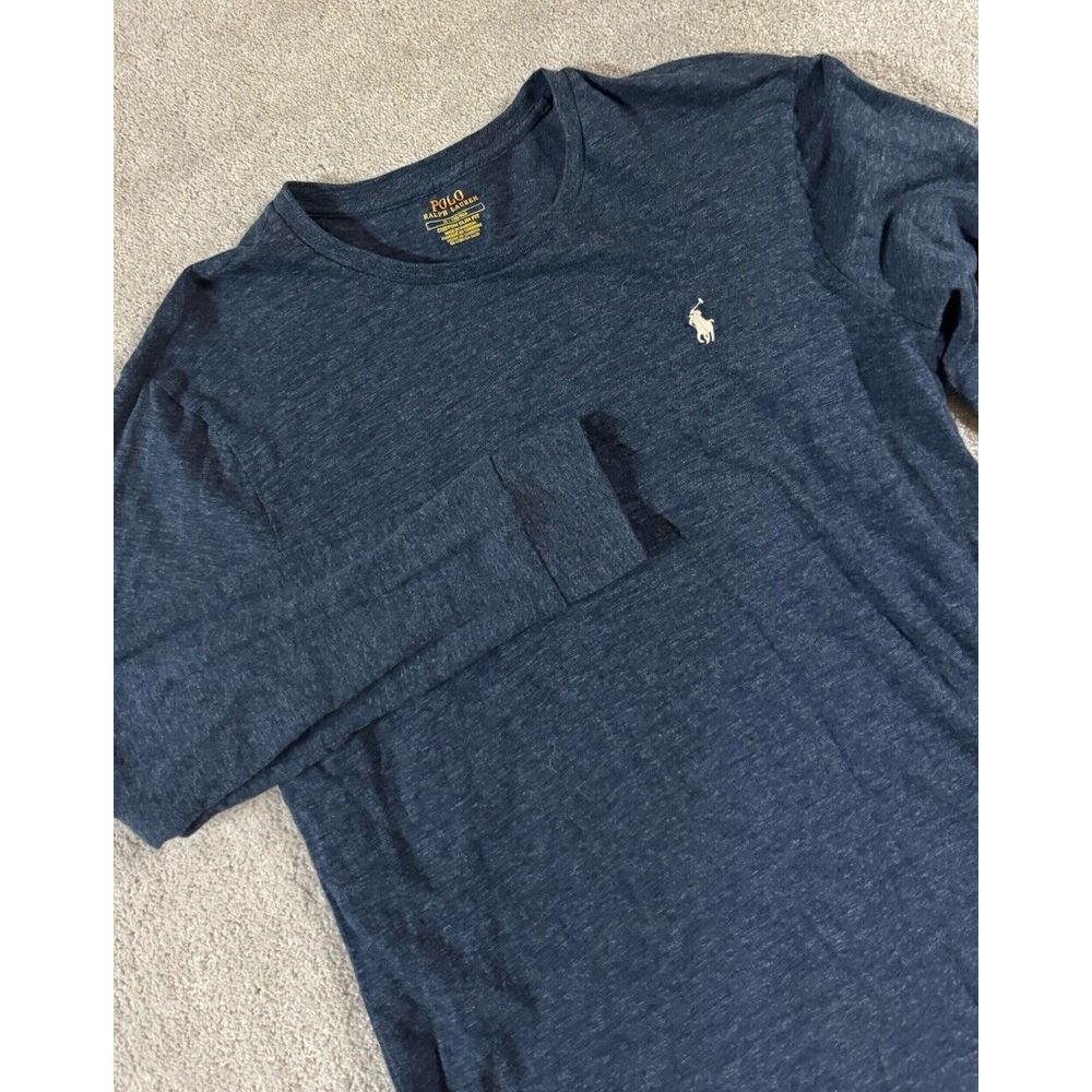 Polo Ralph Lauren Shirt Mens M Heather Blue Long Sleeve Round Neck EUC